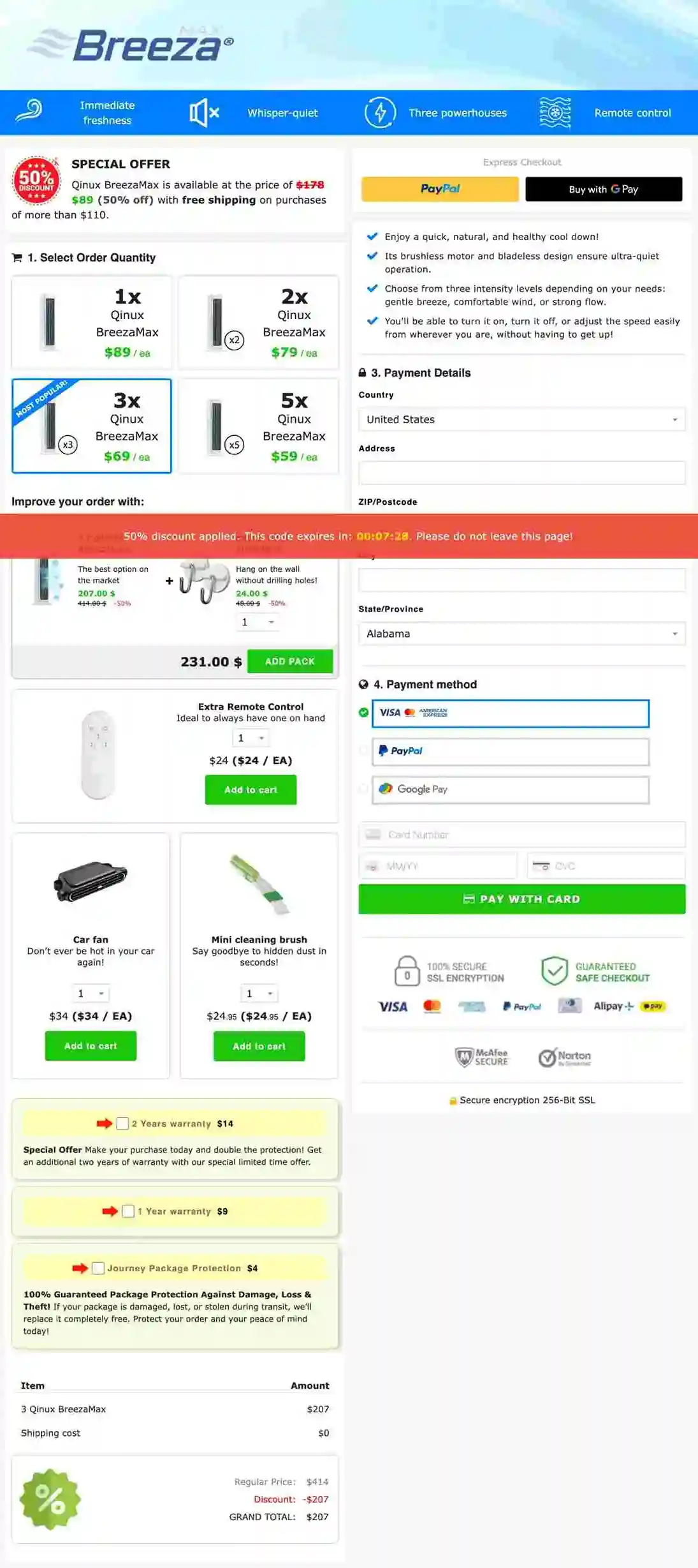 Breezamax Order Page — Select Your Package and Stay Cool This Summer