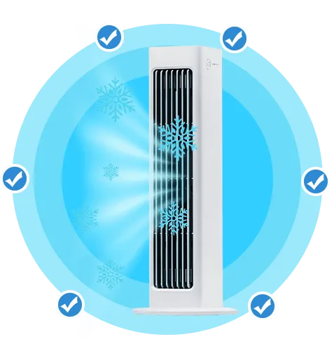 Breezamax Portable Tower Air Cooler — White Slim Tower Design for Personal Space Cooling